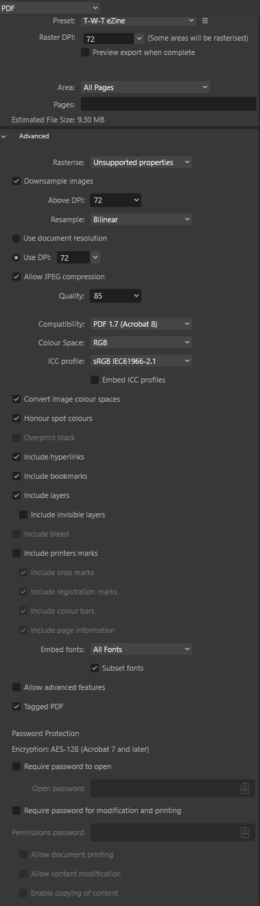 Export Dialog