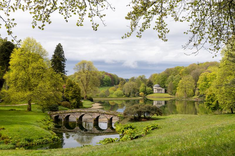 Stourhead landscaped garden with beautiful lakeside walk.