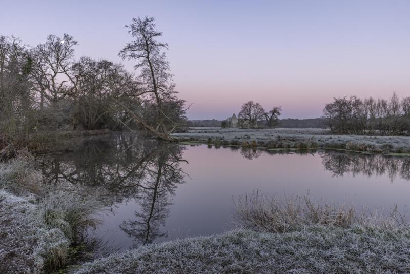 Newark Priory across the Wey Navigation
