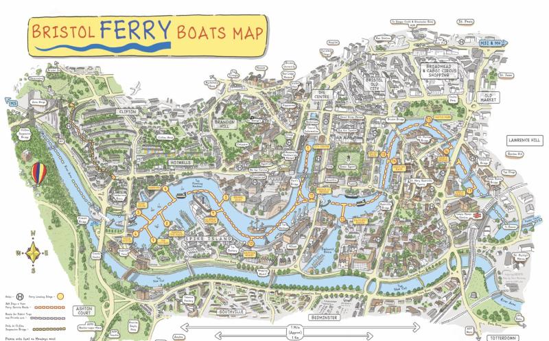 An illustrated map of Cumberland Basin and the Floating Harbour 