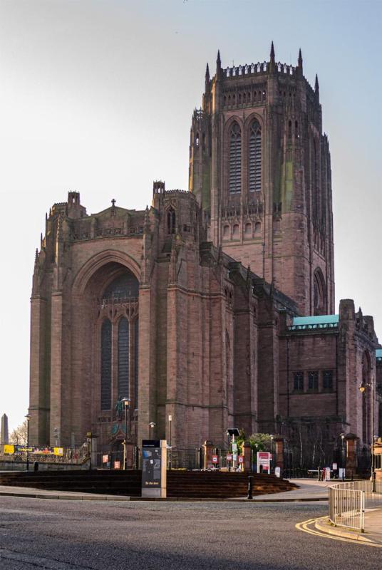Exterior photograph of Liverpool Cathedral.