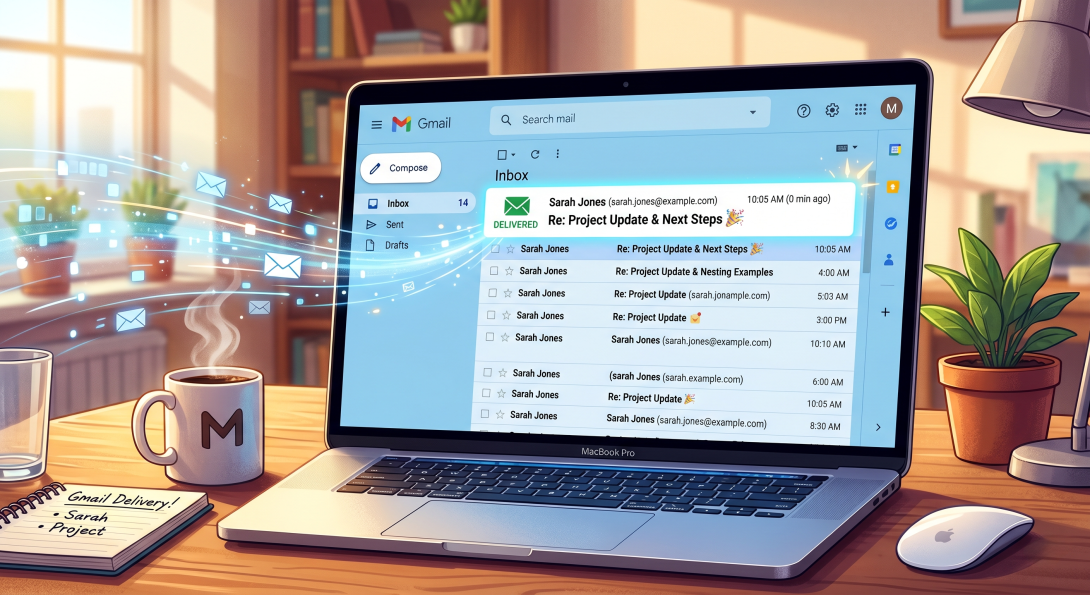 Email being delivered to GMail 